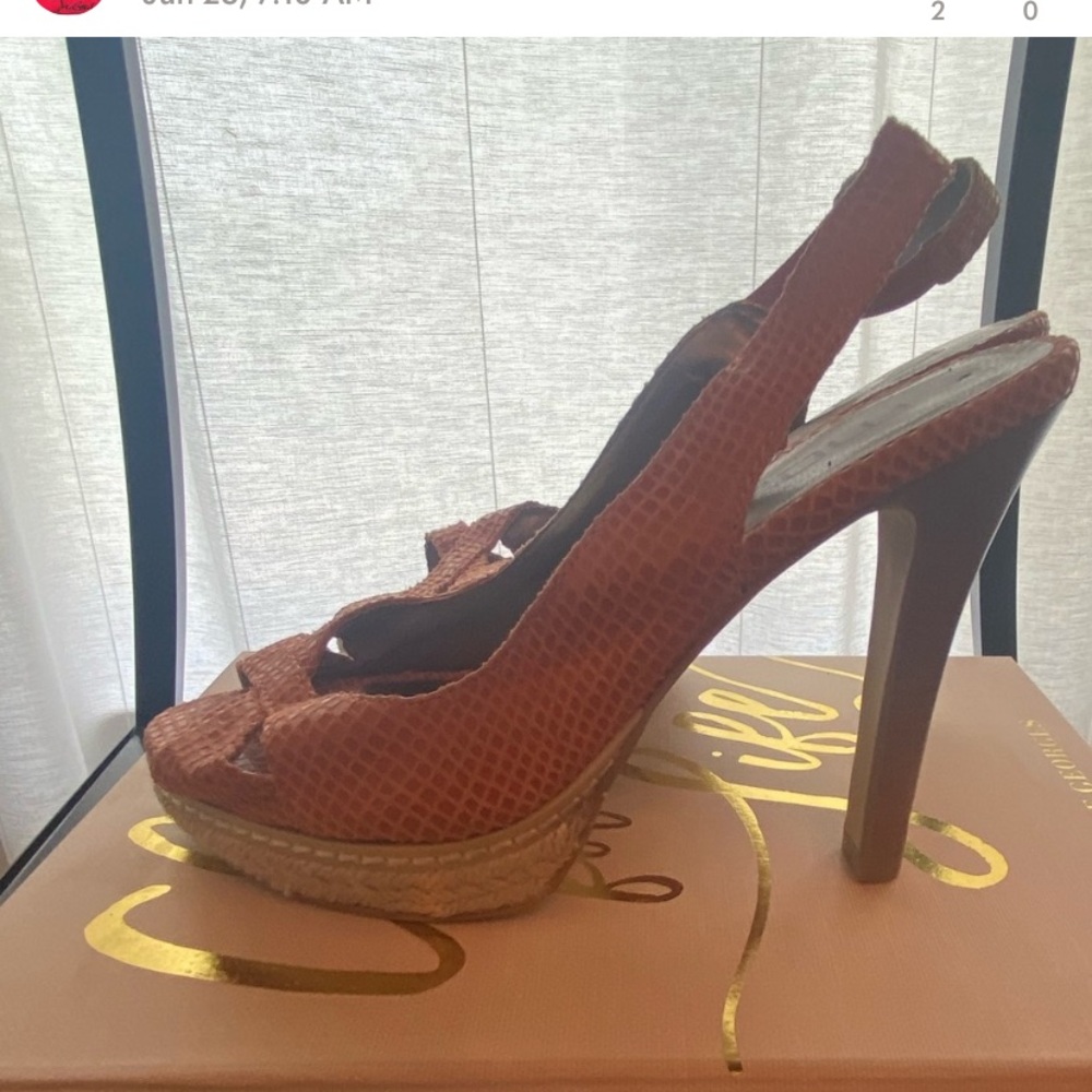 peach sling back heels